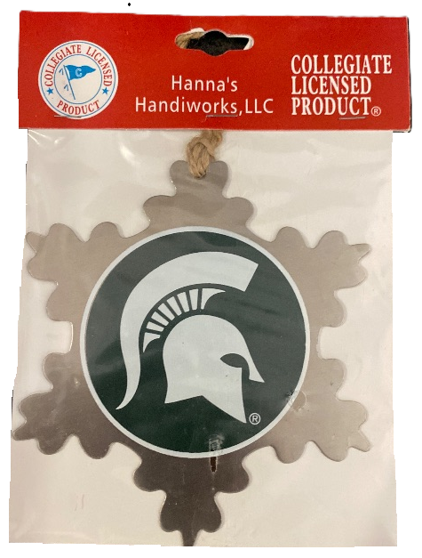 Photo 1 of Michigan State Spartans MSU Metal Snowflake Ornament
