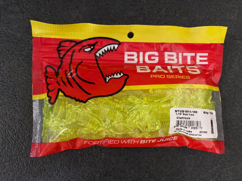 Photo 1 of Big Bite Baits STUB1511-100 Slab Tube Chartreuse, 1.75"