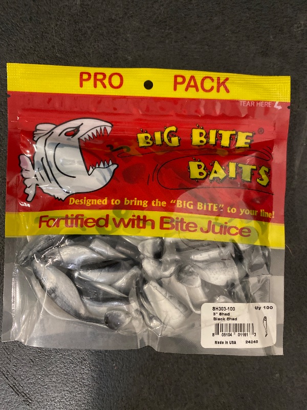 Photo 1 of Big Bite Baits SH303-100 3" Black Shad 100 Count
