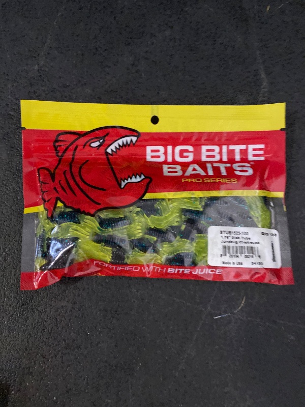 Photo 1 of Big Bite Baits 1.75" Slab Tube/Junebug/Chartreuse (100 Pack)