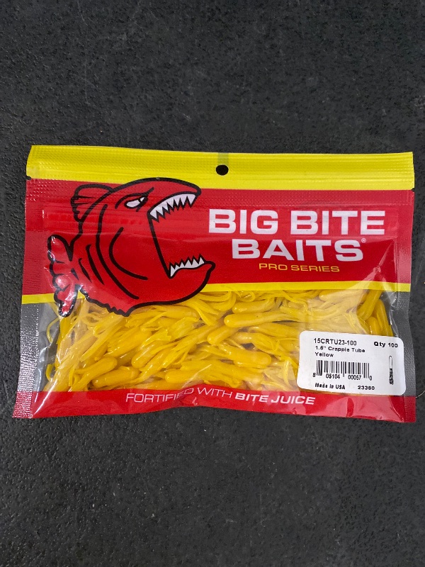 Photo 1 of Big Bite Baits 1.5" Crappie Tube Yellow (100 Pack)