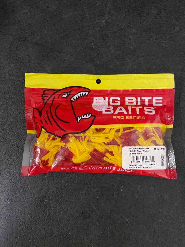 Photo 1 of Big Bite Baits 1.75" Slab Tube Red/Yellow 11 Count