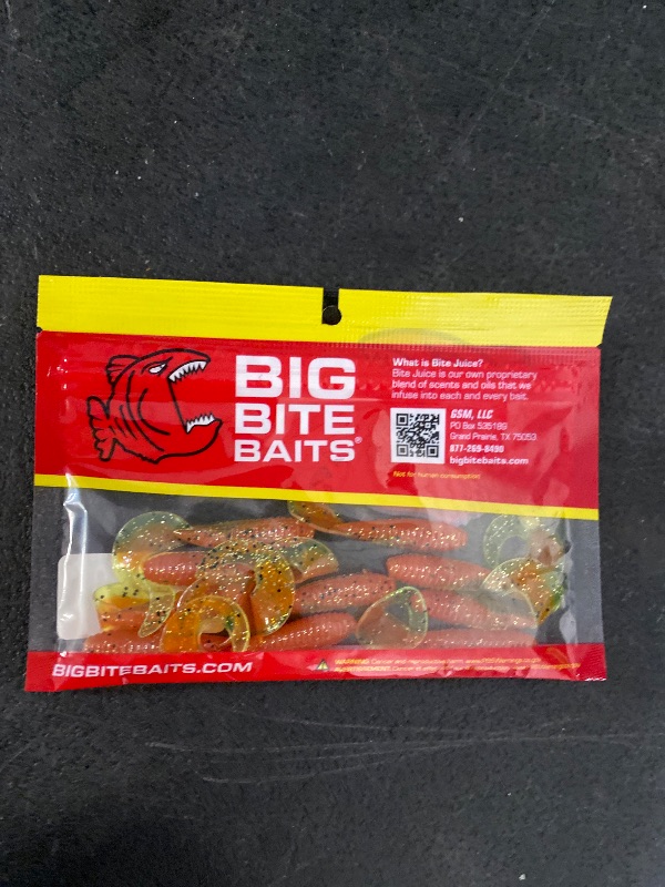 Photo 1 of Big Bite Baits 3" & 5" Fat Grub, Tomato Core 10/pk