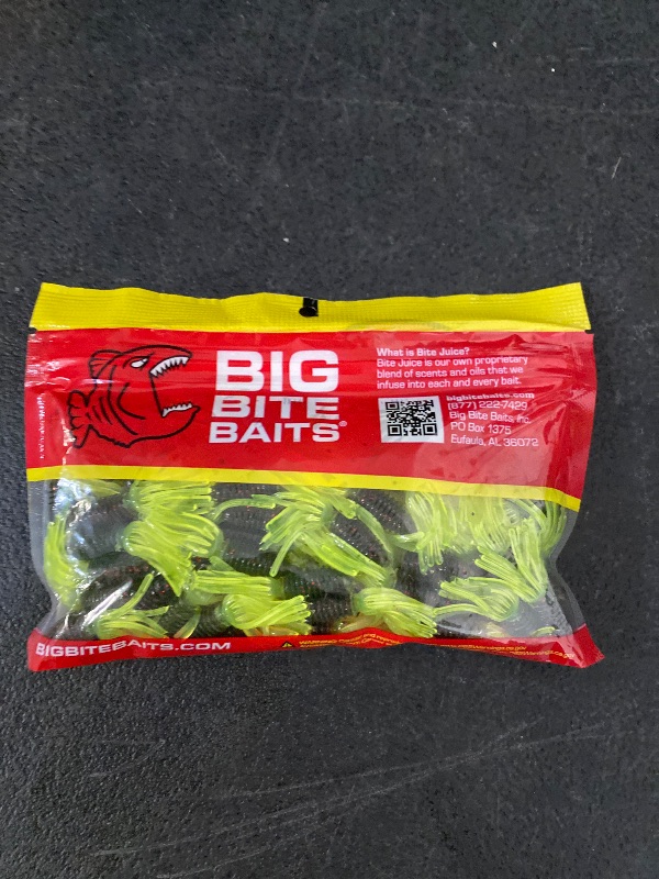 Photo 1 of Big Bite Baits 1.75" Slab Tube/Watermelon RED/Chartreuse (100 Pack)