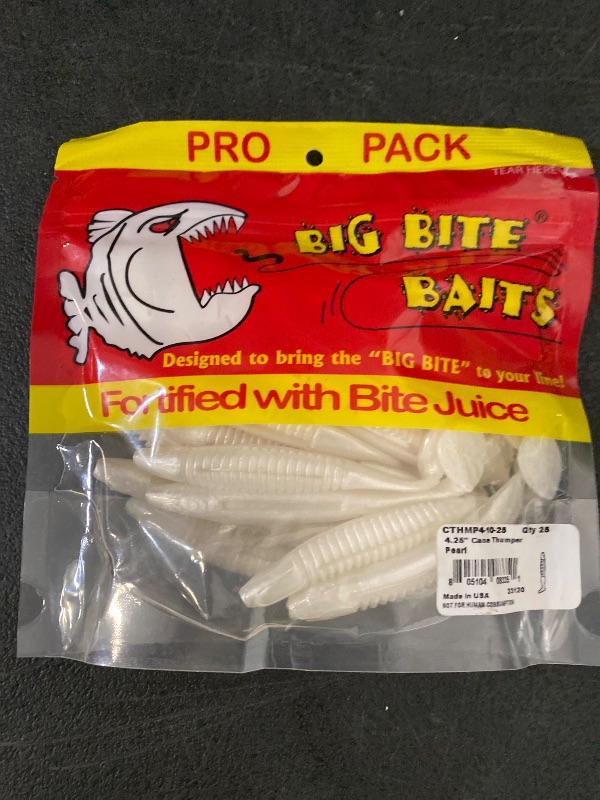 Photo 1 of Big Bite Baits Cane Thumper Pearl 25 Count 4.25"