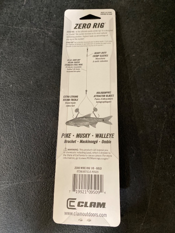 Photo 1 of Clam Big Tooth Zero Fluoro Rig Size #1