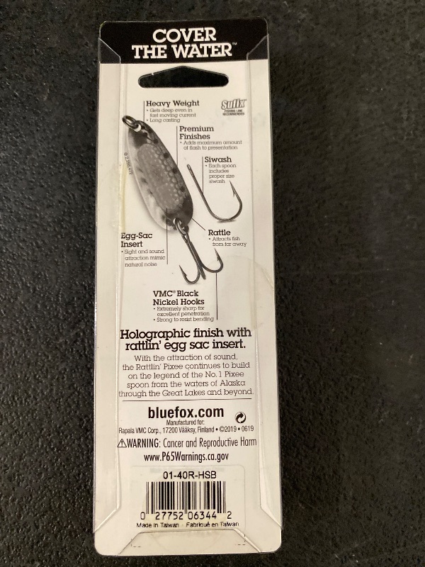 Photo 1 of Blue Fox Rattlin Pixiee Spoon 7/8-Ounce Holographic Silver/Blue