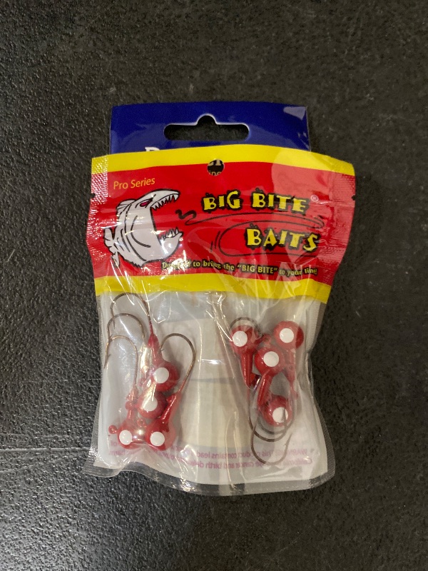 View 3 of Slinky Weights - 3/4oz 2 Count + Big Bite Baits BBJ Jig Heads | Red White Eye; 1/4 Oz. 8 Count