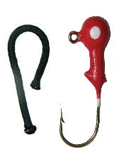 View 1 of Slinky Weights - 3/4oz 2 Count + Big Bite Baits BBJ Jig Heads | Red White Eye; 1/4 Oz. 8 Count