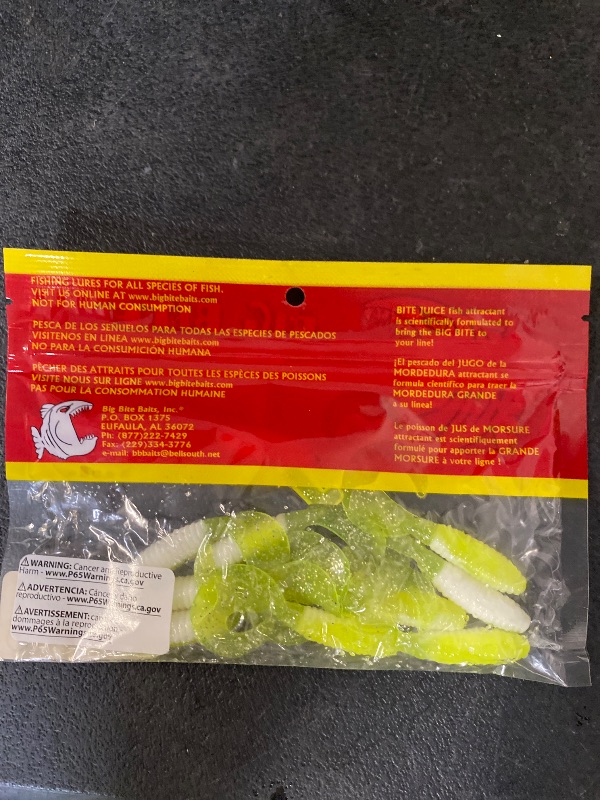 Photo 1 of Big Bite Baits 3" Fat Grub, Lemon Meringue 10/pk