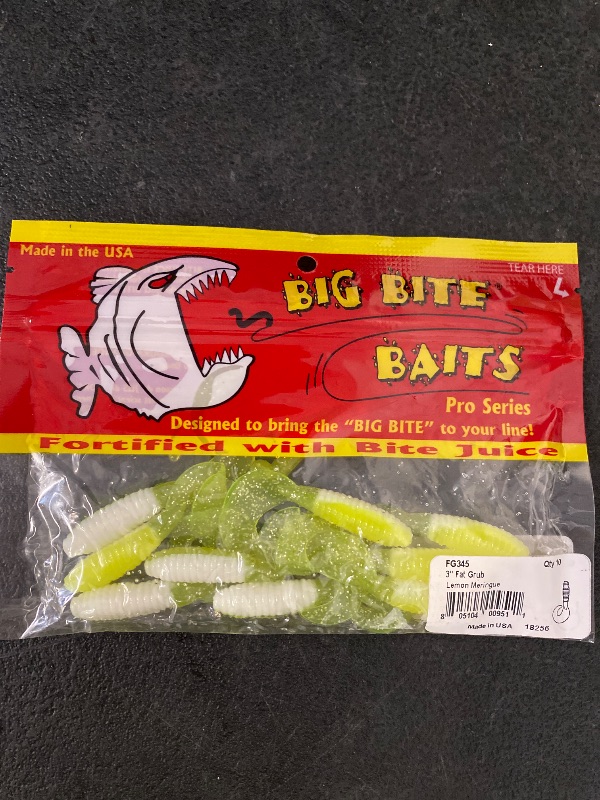 Photo 1 of Big Bite Baits 3" Fat Grub, Lemon Meringue 10/pk