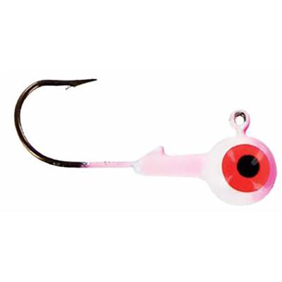 Photo 1 of Big Bite Baits Double Eye 2 Color Round Ball Jighead 1/32 OZ. Pink/White
