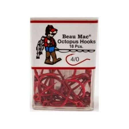 Photo 1 of Beau Mac Octopus Hook Red size 4/0 BEAUKOR-4/0 18 Pack