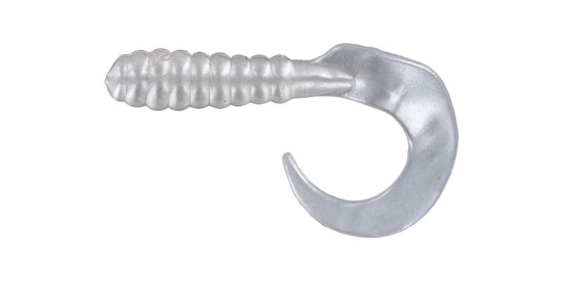 View 1 of Curl Tail Grub 3" Pearl 10 Pack + Ring Triple Tip Grub Purple
