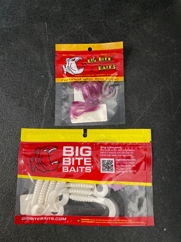 View 3 of Curl Tail Grub 3" Pearl 10 Pack + Ring Triple Tip Grub Purple