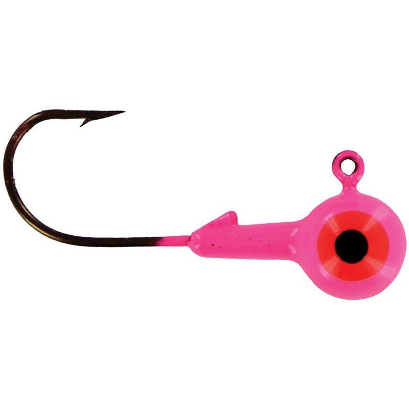 Photo 1 of Big Bite Baits Double Eye 1 Color Round Ball Jighead 1/32 oz. 25 Count + Big Bite Baits Big Bite Jig Double Eye Pink, 1/32 oz. , 25 count