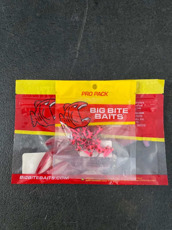 Photo 1 of Big Bite Baits Double Eye 1 Color Round Ball Jighead 1/32 oz. 25 Count + Big Bite Baits Big Bite Jig Double Eye Pink, 1/32 oz. , 25 count