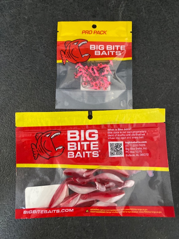 Photo 1 of Big Bite Baits Double Eye 1 Color Round Ball Jighead 1/32 oz. 25 Count + Big Bite Baits Big Bite Jig Double Eye Pink, 1/32 oz. , 25 count