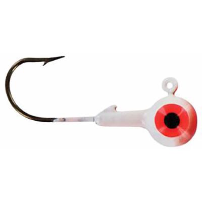 Photo 1 of Big Bite Baits Double 2 Eye 2 Color Round Ball Jighead Red/White, 25 Pack, 1/8 oz.