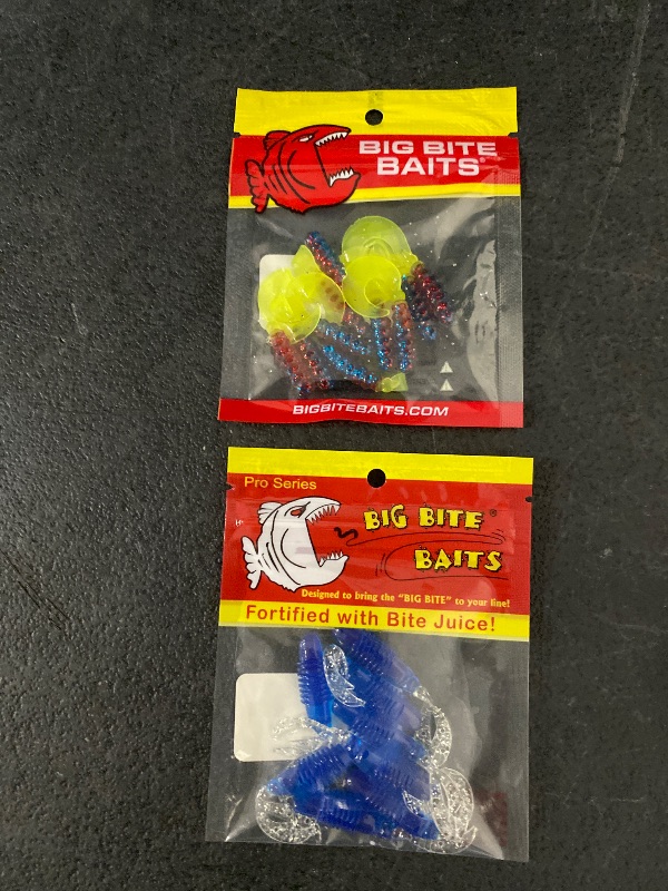 Photo 1 of Big Bite Baits Kamikaze 2.5" Swimon Creature Baits 8-Pack Blue + Big Bite Baits 2 Fat Grub Blue/SPK/Red SPK/Chart, 2", 10 Pack