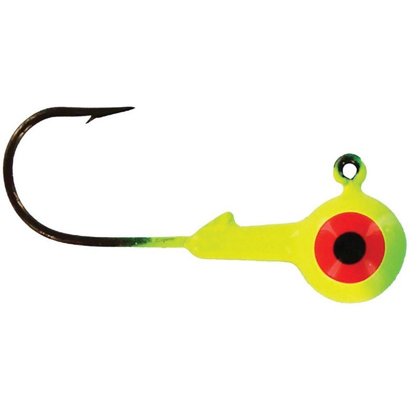 View 1 of Big Bite Baits Round Ball Jigheads 25-Pack Lime/Chart, 1/8 oz.