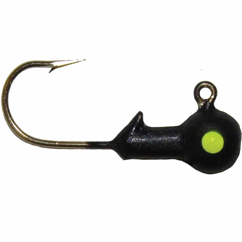 View 2 of Big Bite Baits 2" Ring Triple Tip Grub Baits Red , 10 Pack + Big Bite Baits BBJ Jig Heads Black Chartreuse Eye, 1/48 Oz. ,10 Pack