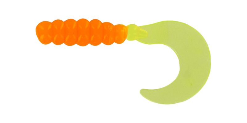 Photo 1 of Big Bite Baits 2" Fat Grub Orange/ Chartreuse 10 Pack + Big Bite Baits Curly Tail Crappie Minnr Grub Gold Digger 2" 10 Pack