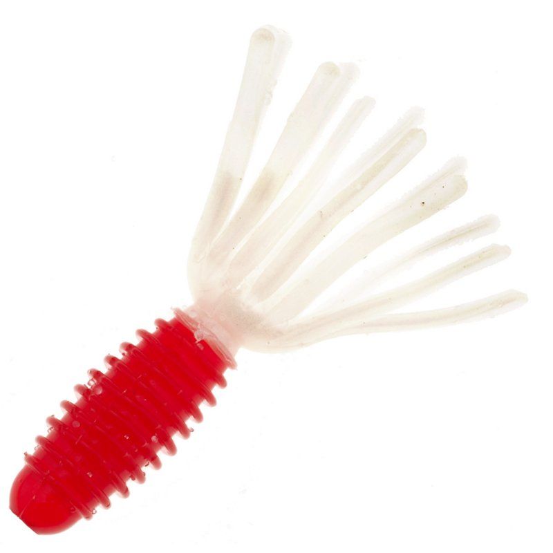 View 1 of Big Bite Slab Tube 1.75" 10ct Red/Pearl + Big Bite Baits Ballzy Soft Bait 10 Pack (Red 2 Inch)