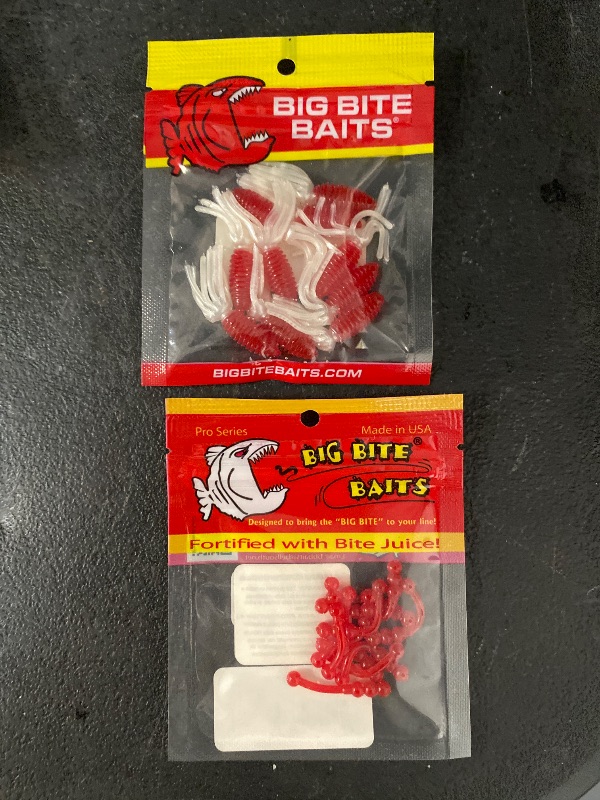 View 3 of Big Bite Slab Tube 1.75" 10ct Red/Pearl + Big Bite Baits Ballzy Soft Bait 10 Pack (Red 2 Inch)