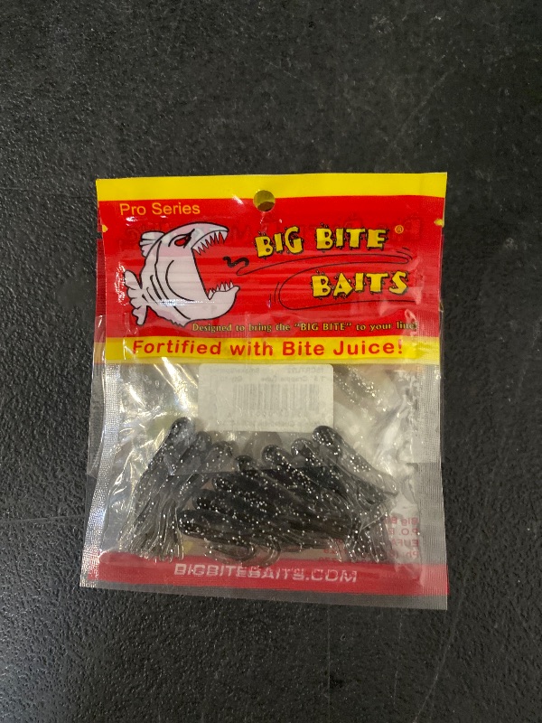 Photo 1 of Fat Grub Curl Tail, 2" Red Chart 10Pk + Big Bite Baits 2" Curly Tail Crappie Minnr Grub Silver Glitter/Pearl 10 Pack + 1.5 in. Crappie Tube, Smoke Sparkle, 10PK