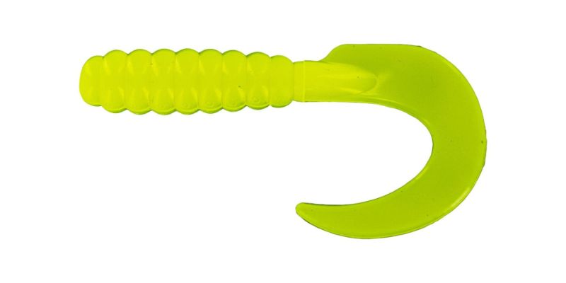 View 2 of Big Bite Baits 1" Curl Tail Single Tail Grub Chartreuse Pearl 10 Pack + Big Bite Baits 2" Curl Tail Grub Opaque Chart Fishing Lure Pack of 10 + Big Bite Baits 1.5" Glow Crappie Tube/Pearl Glow (10 Pack)