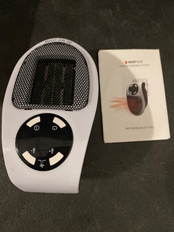 Photo 1 of 450W Mini Space Heater With Temperature Detection, Remote Wall Outlet Electric Space Heater as Seen on TV with Adjustable Thermostat and Timer and Led Display, Compact for Office Room RV (Smart-White)