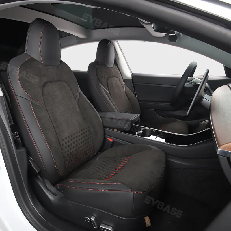 Photo 1 of Tesla Model 3 Seat Covers NAPPA Leather Suede All-Inclusive Breathable Seat Protector Full Set