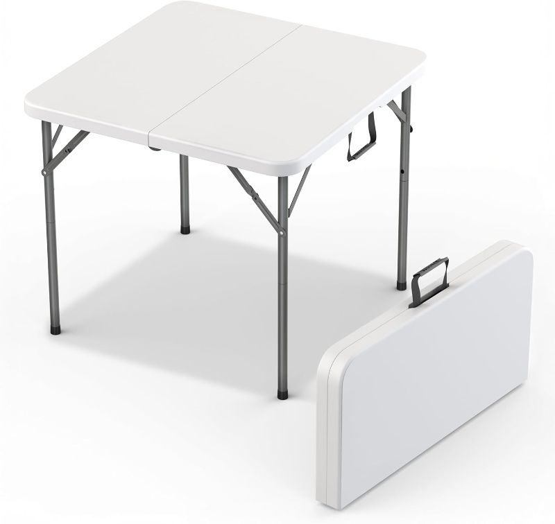 Photo 1 of 34" Square Foldable Table with Built in Handle & Steel Legs | Heavy Duty Portable | Perfect for Party, Dining, Wedding, Events, Picnic Indoor, Outdoor, Camping, Utility, Temporary