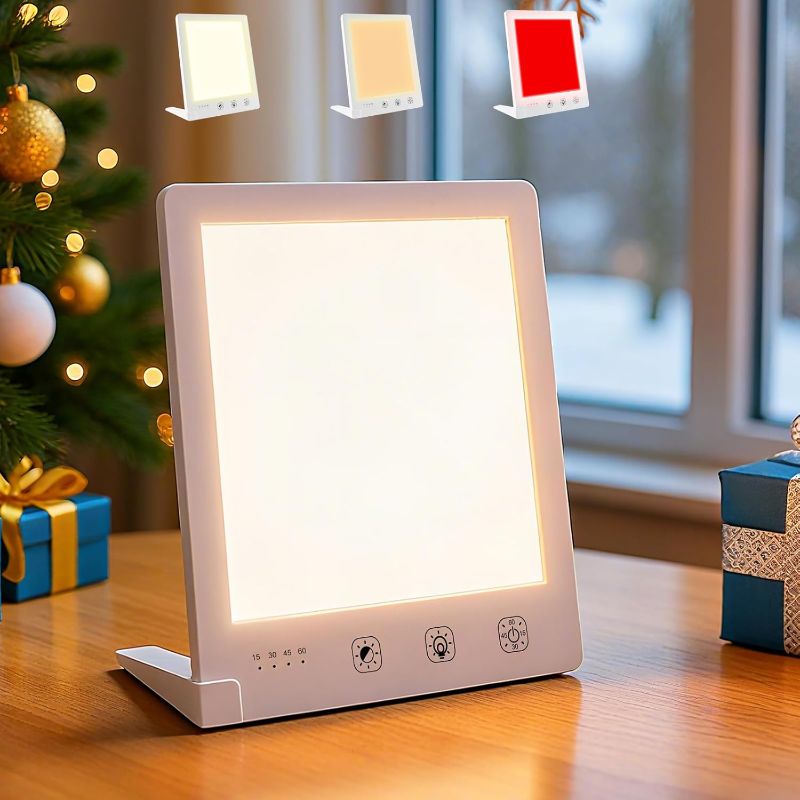 Photo 1 of Sun Light Therapy Lamp with Red Light - 10000 Lux LED Sun Light Therapy Lamp for Face, Improving Mood, Energy, Sleep & Skin Care, with 4 Light Modes & 5 Brightness Levels, Timer, UV-Free