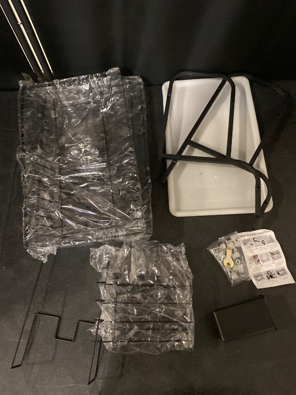 Photo 1 of 2-Tier Stainless Steel Dish Drying Rack Space Saving Kitchen Organizer for Counter, in-Sink, or Over-Sink Use, Includes Removable Drain Tray, Cutlery Holder,Utensil Holder Black