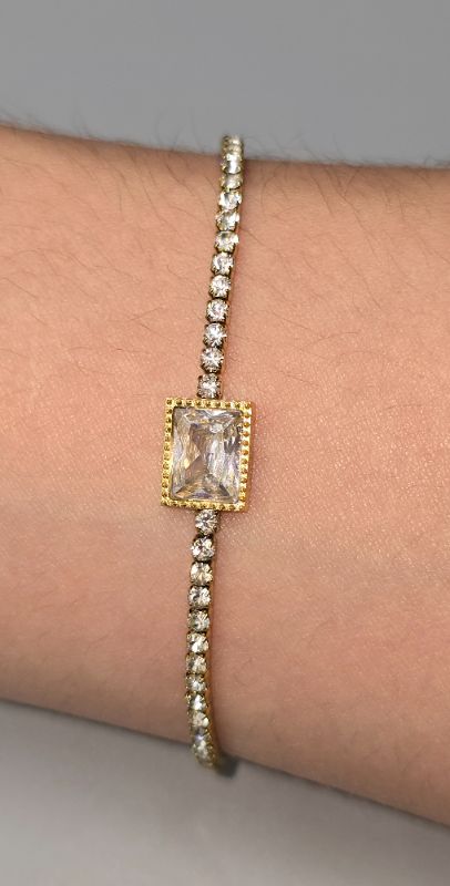 Photo 1 of 8" Length 3" Diameter Tennis Checkered Zircon Bracelet