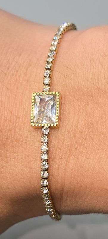 Photo 1 of 8" Length 3" Diameter Tennis Checkered Zircon Bracelet