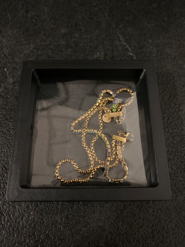 Photo 1 of 8” Length  3” Diameter Blue-Green Multi strand Inlaid with Diamonds