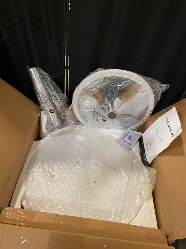 Photo 1 of Bistro Pub Table Round Bar 27.5"- 36" Height-Adjustable Cocktail Table with 23.5 Inch Table Top for Dining Room Home Kitchen Patio Bistro (White)