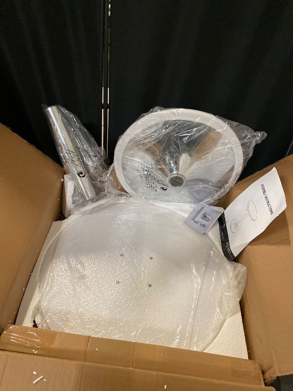 Photo 1 of Bistro Pub Table Round Bar 27.5"- 36" Height-Adjustable Cocktail Table with 23.5 Inch Table Top for Dining Room Home Kitchen Patio Bistro (White)