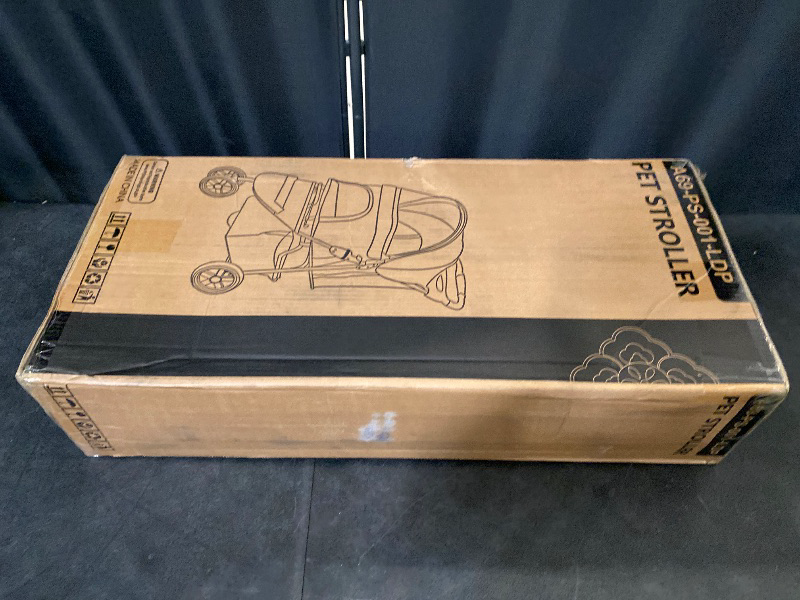 Photo 1 of 3 Wheels Pet Dog Cat Stroller for Small Medium Dogs Cats, Lightweight Foldable Jogger Stroller w/Storage Basket & Cup Holder, Leopard Print