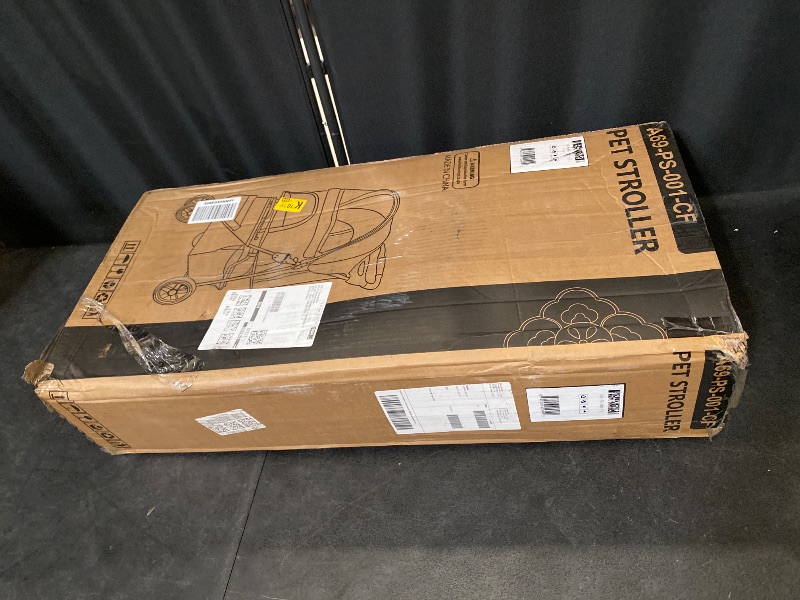 Photo 1 of 3-Wheels Foldable Pet Stroller with Waterproof Cover, Pet Strolling Cart for Small/Medium Dogs and Cats with Storage Basket and Cup Holder, Breathable and Visible Mesh for All-Season, Pink