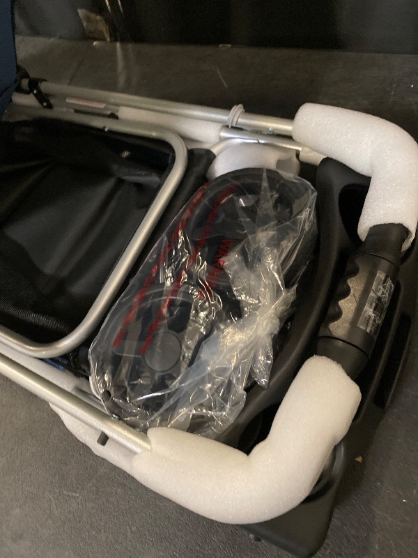 Photo 1 of 3 Wheels Pet Stroller, Foldable Dog Cat Cage Jogger Stroller with Weather Cover for All-Season, Storage Basket and Cup Holder, Breathable and Visible Mesh for Small/Medium Pets, Blue