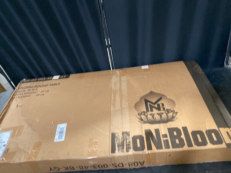 Photo 1 of 4Ft Round Folding Table, Indoor Outdoor Plastic Dining Card Table with Handle and Lock for Picnic Party Banquet Wedding, Black