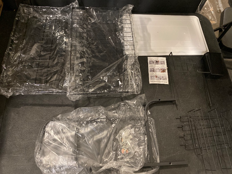 Photo 1 of 2-Tier Stainless Steel Dish Drying Rack Space Saving Kitchen Organizer for Counter, in-Sink, or Over-Sink Use, Includes Removable Drain Tray, Cutlery Holder,Utensil Holder Black