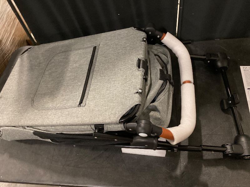 Photo 1 of 3 Wheels Pet Stroller Fabric Dog Cart Dog Stroller for Large Dogs 55 Lbs Pet Stroller with Mesh Windows, Zipper Back Pocket, Safety Tether, Angle Adjustable Handlebar, Black