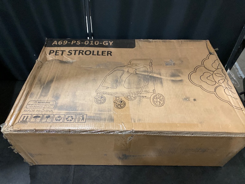 Photo 1 of 3 Wheels Pet Stroller Fabric Dog Cart Dog Stroller for Large Dogs 55 Lbs Pet Stroller with Mesh Windows, Zipper Back Pocket, Safety Tether, Angle Adjustable Handlebar, Black