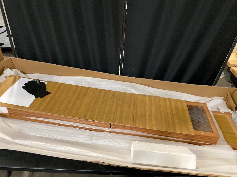 Photo 1 of Bamboo/Acrylic 5 Shelves Bookcase with Door, Display Storage Rack, Brown, for Living Room (Length 27.2")