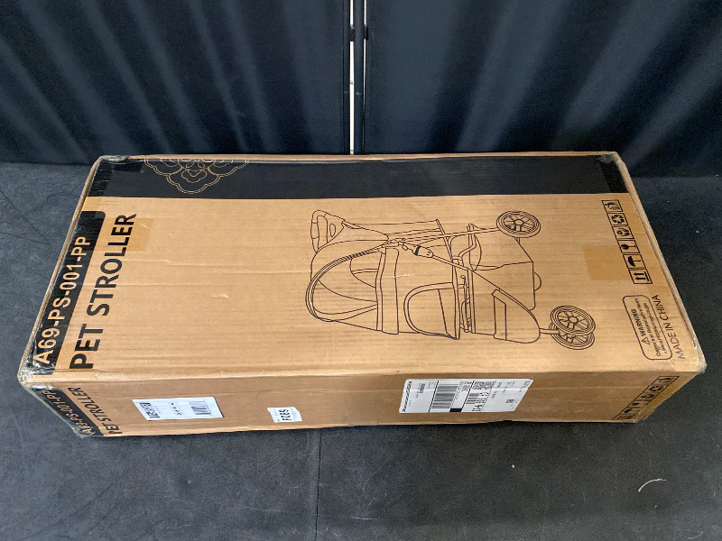 Photo 1 of 3 Wheels Pet Dog Cat Stroller for Small Medium Dogs Cats, Lightweight Foldable Jogger Stroller w/Storage Basket and Cup Holder, Purple